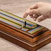 Jeu de cribbage haut de gamme en bois de 40 cm avec 9 pions métalliques, plateau à 3 pistes continues, 2 jeux de cartes et grand rangement, jeu de cribbage classique portable pour les voyages