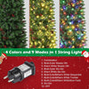 Sapin de Noël artificiel de 230 cm avec lumières LED chaudes et multicolores – Branches en PVC – Support métallique – Pommes de pin, baies rouges
