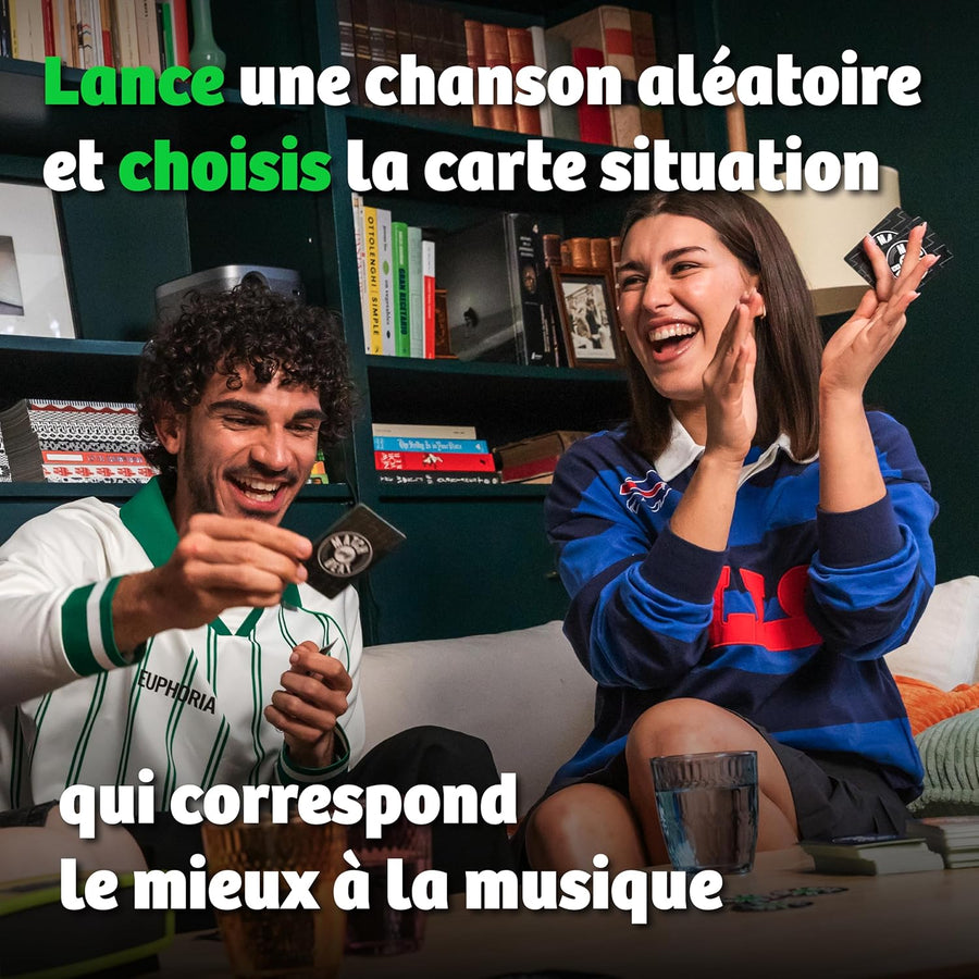Match My Beat – Jeu de Société Musical - 200 Chansons & 400 Situations – Jeu de Cartes pour Adultes, Ados, Soirées & Familles – Associez Chansons Iconiques et Situations Comiques - Pour 3+ Joueurs