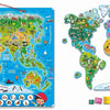 CLEMENTONI - Mon Puzzle Magnétique du Monde 4 Ans + - Planisphère Interactif - Découverte Animaux & Monuments - Jeu Éducatif Enfant
