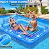 Matelas Gonflable Piscine Bouee Piscine Adulte avec Monde Marin 2 Porte-Gobelets & Dossier, 205x150CM BLEU