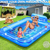 Matelas Gonflable Piscine Bouee Piscine Adulte avec Monde Marin 2 Porte-Gobelets & Dossier, 205x150CM BLEU
