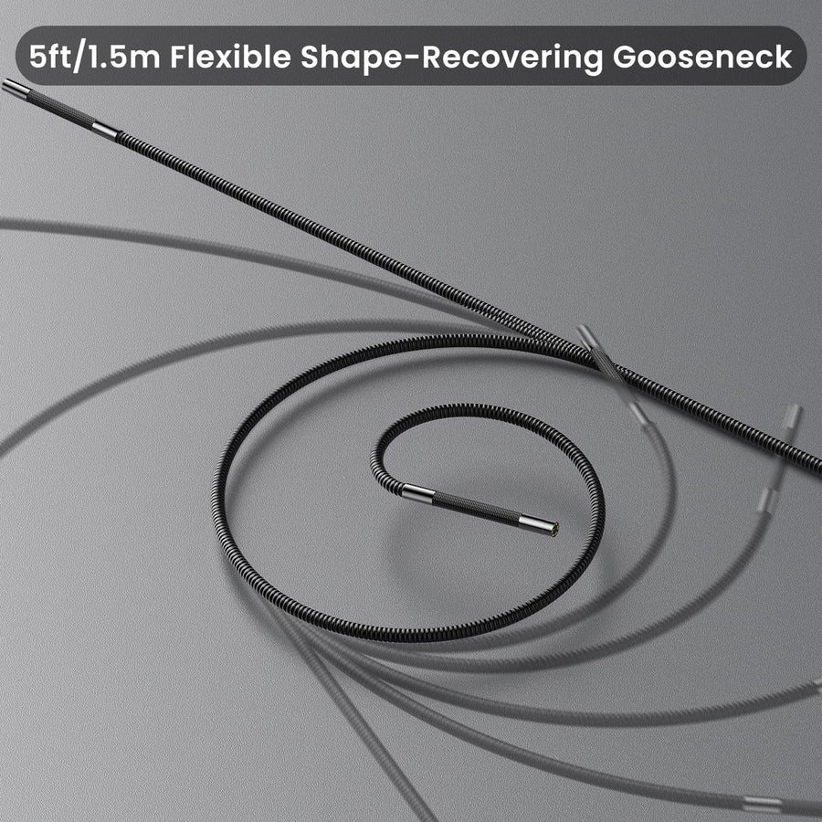 Caméra Endoscopique Articulée 210° Rotation Bidirectionnelle, Endoscope Industriel avec Lumière, Sonde 6.2mm, Tube Auto-Réinitialisable 1.5m, Écran IPS 5" Caméra d'Inspection