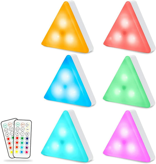 Lot de x6 Lampe LED Triangle Modulable Couleur Telecommande Rechargeable Lumiere Enfant