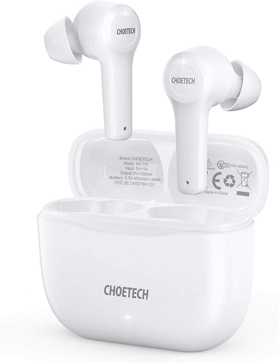 Ecouteurs Sans Fil Bluetooth Contrôle Tactile Boîtier de Charge IPX7 Étanche BLANC