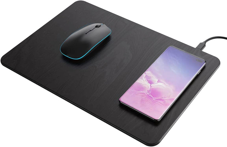 Tapis de Souris Ultra Fin Chargeur à Induction Qi sans Fil pour Smartphone NOIR