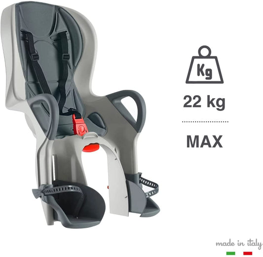 Siège Vélo Arrière pour Enfants Jusqu'à 22 Kg, Inclinable - Gris Et Bleu Ceinture Sécurité