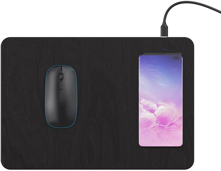 Tapis de Souris Ultra Fin Chargeur à Induction Qi sans Fil pour Smartphone NOIR