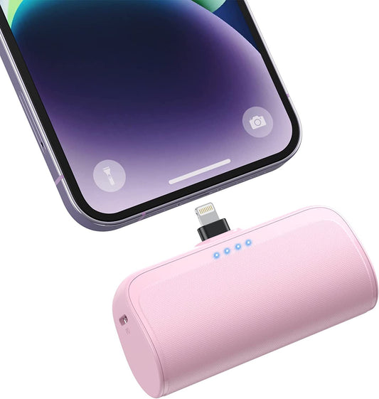 Mini Batterie Externe 5200mAh Power Bank 18W PD 3.0A Charge Rapide avec Voyant de Charge ROSE