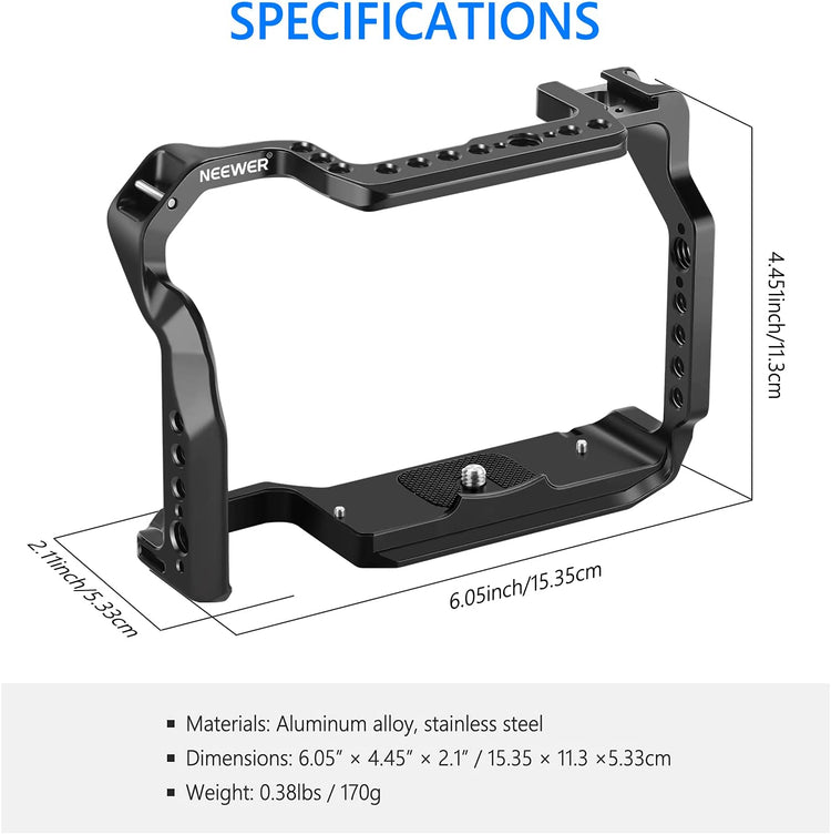 Cage pour Caméra Stabilisateur Plateforme DSLR en Alliage d'aluminium Filetage 1/4" et 3/8"