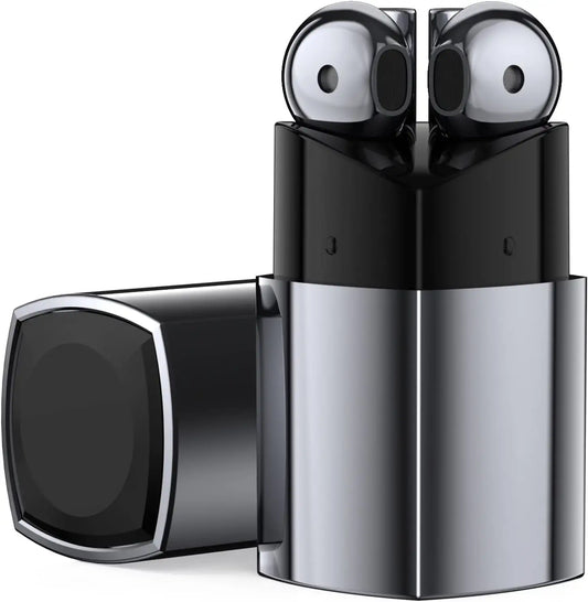 Ecouteurs Bluetooth sans Fil Etui Rouge à lèvres Micro intégré Tactile Son Stéréo GRIS