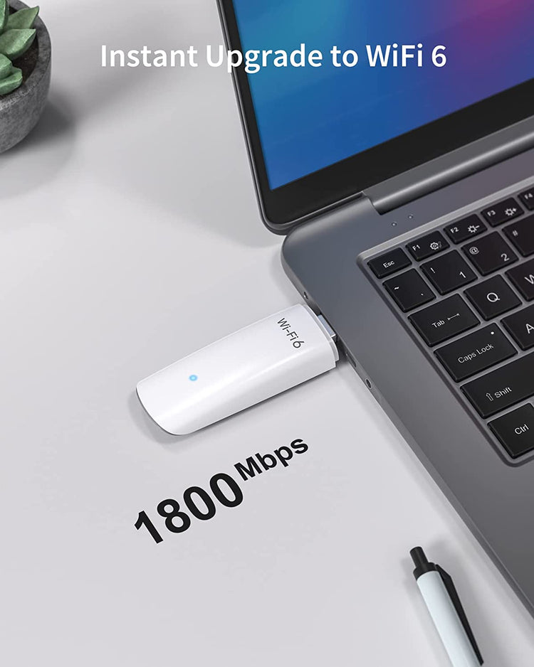 Dongle Clé USB WiFi 6 Double Bande 5GHz 1201Mbps + 2.4GHz 574Mbps, Adaptateur USB 3.0 BLANC