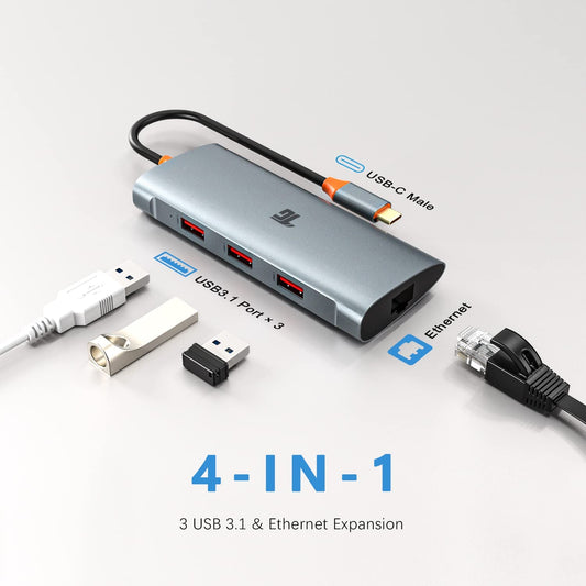 HUB Adaptateur USB C vers 3 USB 3.1 et Ethernet concentrateur USB 3.1 SuperSpeed 10 Gbit/s