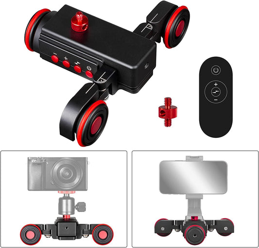 Car Motorisé 3 Roues Sans Fil avec Télécommande pour Appareils Photo Caméra GoPro Smartphone
