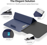 Support Ordinateur Portable 4 en 1 Etui Porte Carte Tapis de Souris Support Incliné BLEU 14