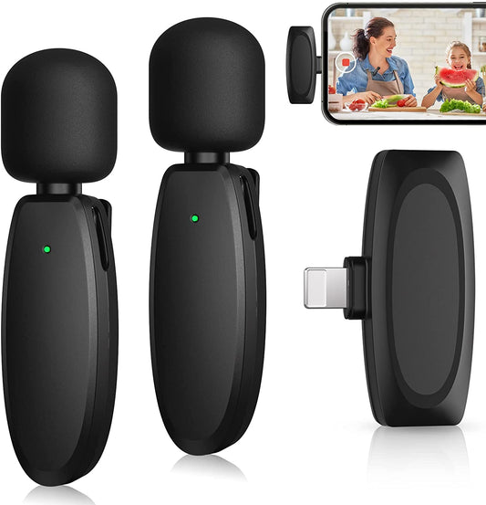 Microphone Cravate Sans Fil Vlog sans APP & Bluetooth Plug & Play 2,4 GHz Réduction de Bruit