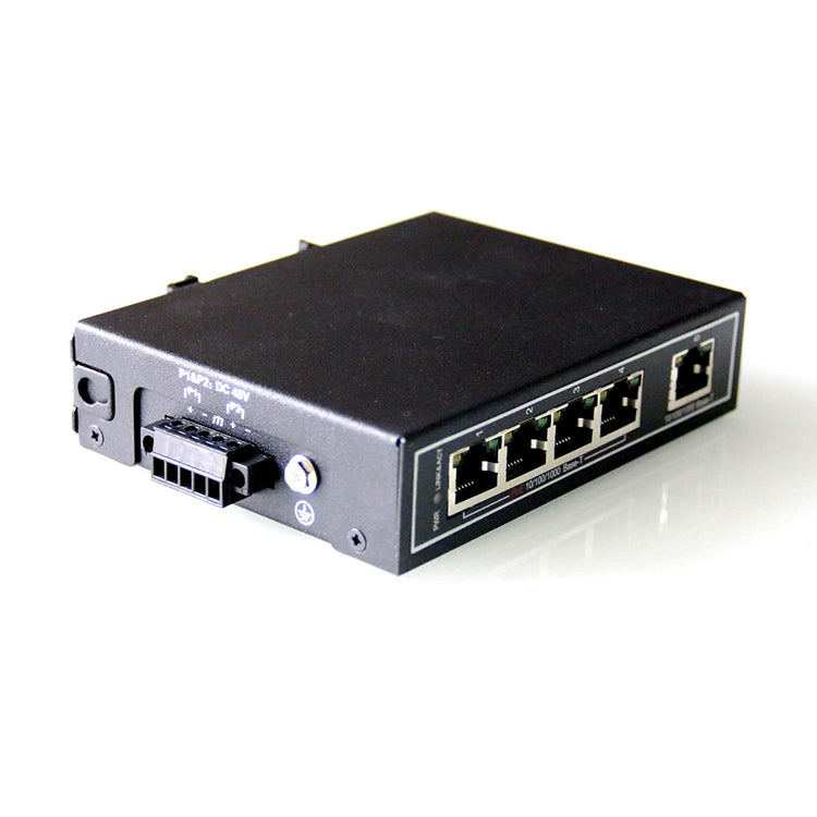 Switch Reseaux Ethernet RJ45 Alimentation PoE 5 Ports Non Gere Rail Montage NOIR