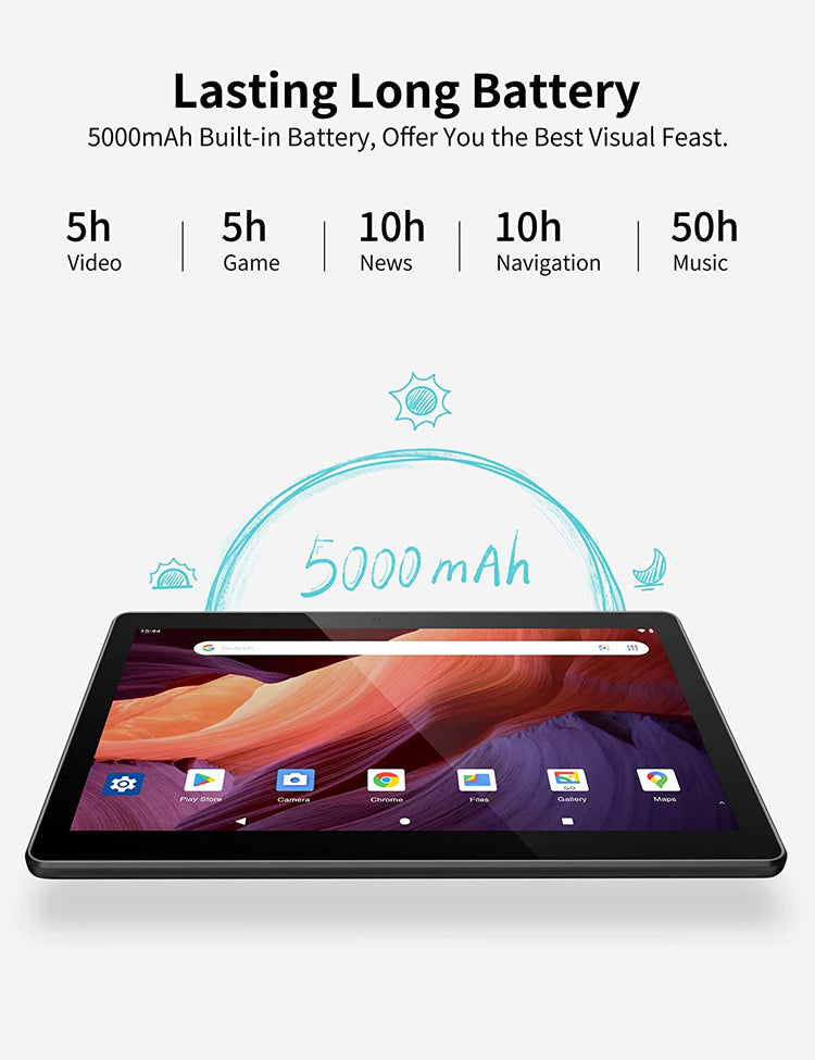 Tablette 10 Pouces Android 10.0 2GB RAM 32GB Rom, camera 8MP+2MP, 1280x800 HD