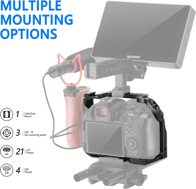 Cage pour Caméra Stabilisateur Plateforme DSLR en Alliage d'aluminium Filetage 1/4" et 3/8"