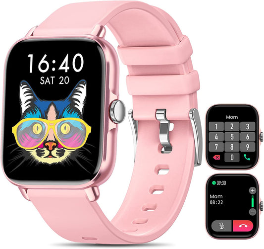 Montre Connectée Femme avec Appels Numérotation Bluetooth Ecran 1.7'' 28 Modes Sportifs ROSE