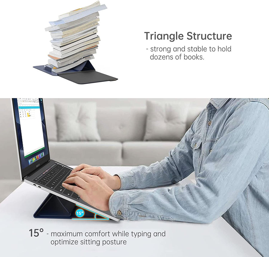 Support Ordinateur Portable 4 en 1 Etui Porte Carte Tapis de Souris Support Incliné BLEU 14"