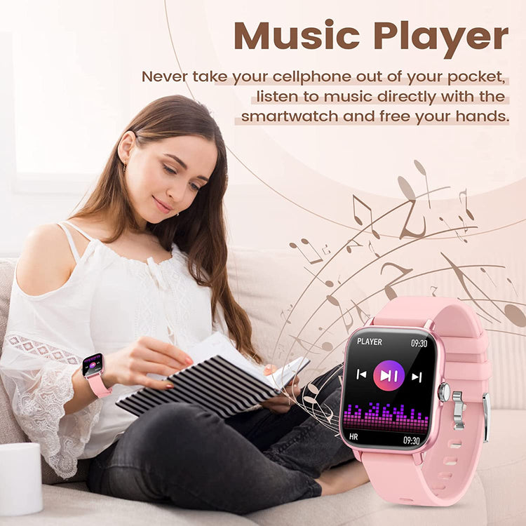 Montre Connectée Femme avec Appels Numérotation Bluetooth Ecran 1.7'' 28 Modes Sportifs ROSE