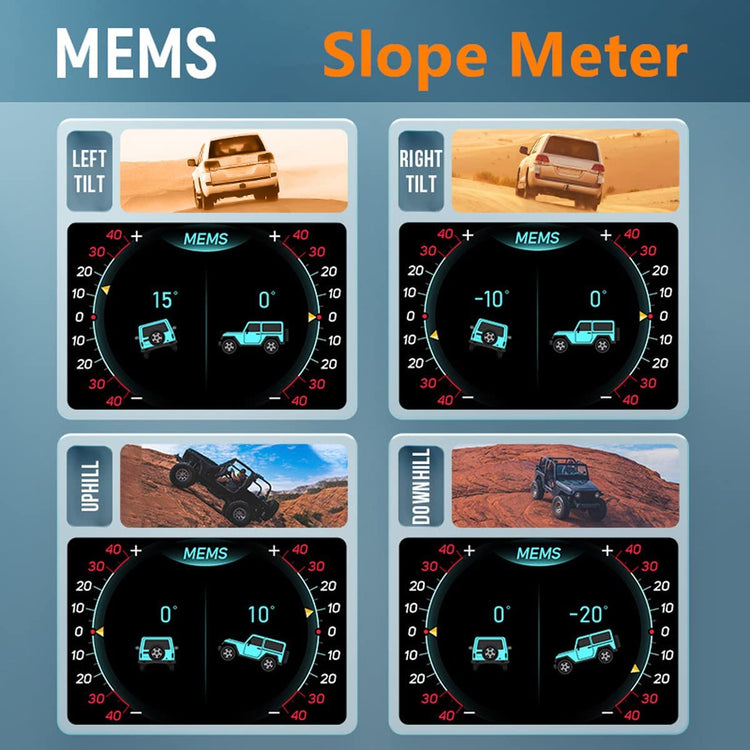 Display GPS 2-Systems+Inclinometer Smart Gauge RPM Tachymètre Odomètre Turbo/Turbine Pression