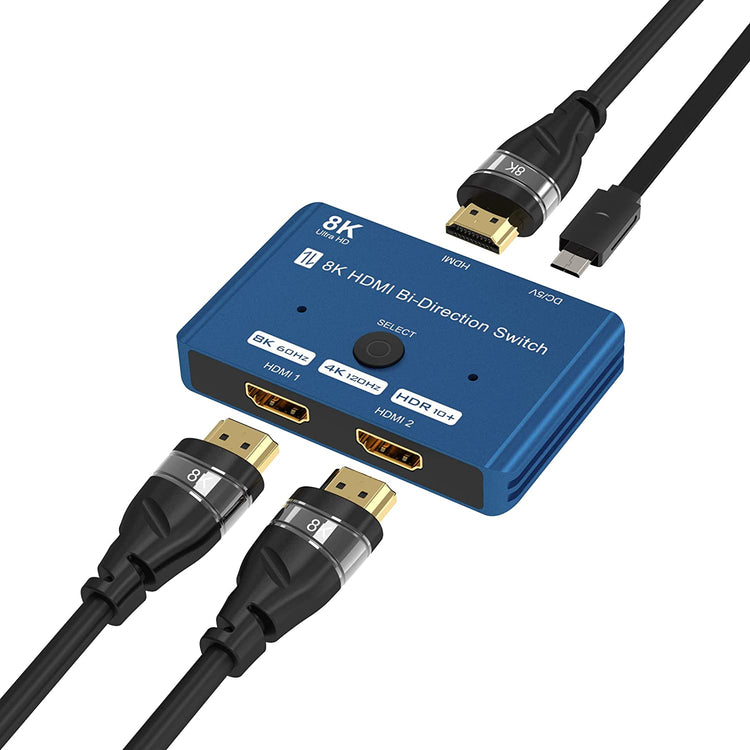 Switch 8K@60Hz 4K@120Hz 1in 2out 2in 1out High Speed 48Gbps eARC Splitter(Signal Display)