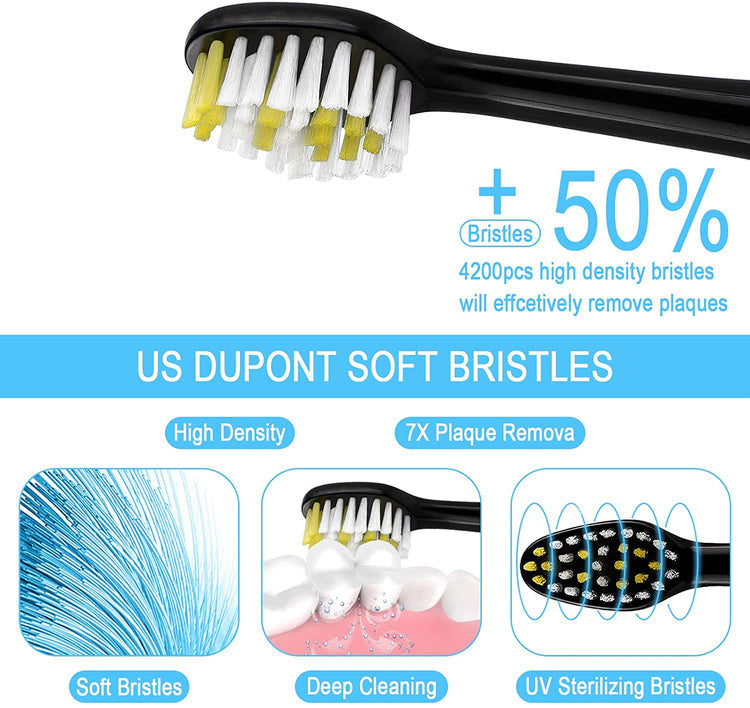 Brosse À Dents Électrique Rechargeable Avec 5 Modes de brossage 4 Tête de rechange