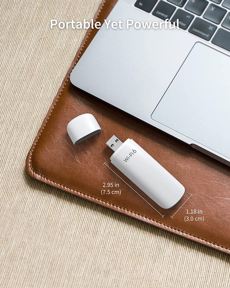 Dongle Clé USB WiFi 6 Double Bande 5GHz 1201Mbps + 2.4GHz 574Mbps, Adaptateur USB 3.0 BLANC