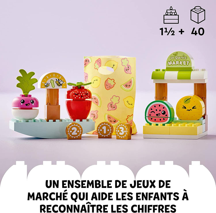 Jouet Brique LEGO DUPLO 10983 Le Marché Bio Jeu Nourriture Fruit Légume Apprentissage chiffre